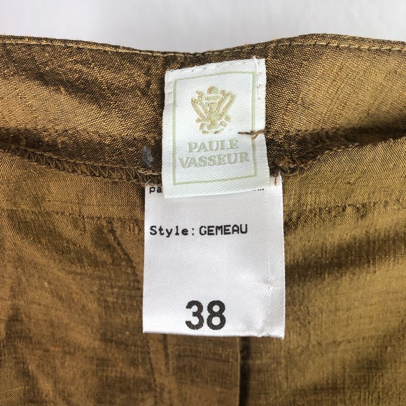 Paule Vasseur Gemeau 100% Silk Gold Pants - Picture 6 of 8